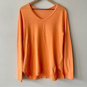 Elliot Lauren Bright Orange V-Neck Shirt - Size: Medium